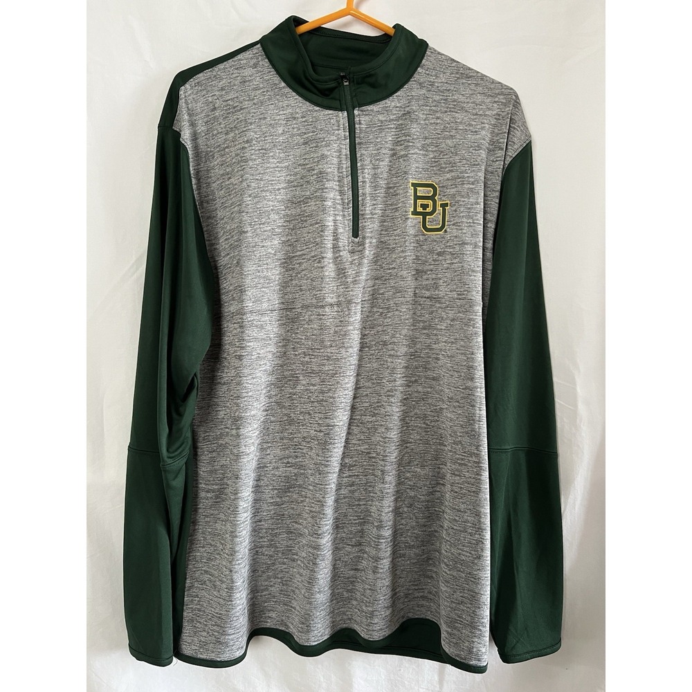 Colosseum Baylor‎ University Pullover Mens Sz Large Gray Green ¼ Zip Lighweight
